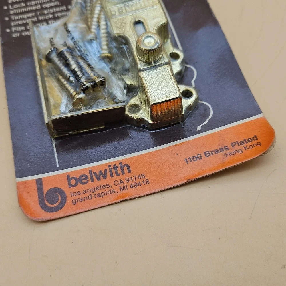 Vintage Belwith Dead Bolt Door Lock 1100 Brass Plated NOS Brand New 1981
